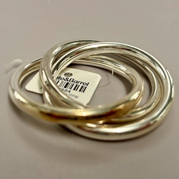 NWT Crate & Barrel triple link silverplate napkin rings/12 - Picture 2 of 4